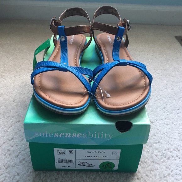 SoleSenseAbility Blue/Brown Sandals size 9 1/2 - Picture 3 of 6